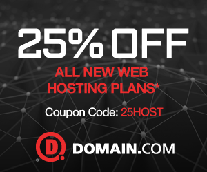 Domain.com coupon hosting 25% Off